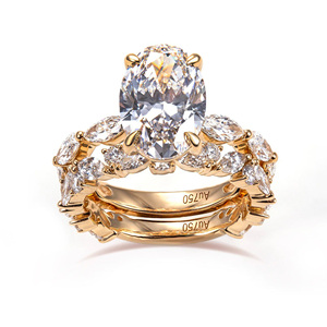 แหวนหมั้นทรงรี 3.1 กะรัต ได้รับการรับรองจาก IGI สำหรับทั้งชายและหญิง ดีไซน์ทันสมัย ทอง 18k สามารถสวมซ้อนกันได้ เพชร D VS1 เพาะเลี้ยงในห้องปฏิบัติการ - Product Image 1