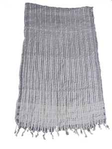 Élégant foulard long en soie transparente pour femme, jacquard à carreaux, accessoire de mode tissé, toutes saisons, blanc, fait main - Product Image 6