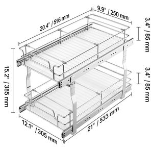Cajones de Acero Resistentes de 12'' de Ancho x 21'' de Profundidad x 15'' de Alto, Estantes Extraíbles para Despensa, Organizador de Gabinete con Cajones Deslizantes - Product Image 5