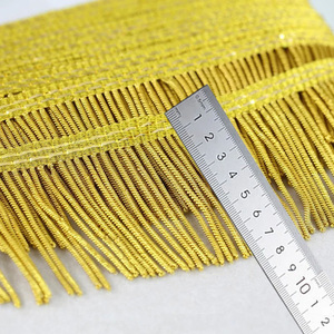 Frange en fil doré OEM en gros, garniture décorative à franges, matériau décoratif, franges brillantes à la française - Product Image 2