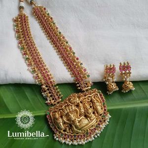 Kemp Antique Finish Temple <b>Long</b> Haram-Fine Beaded <b>Necklace</b> - Product Image 5