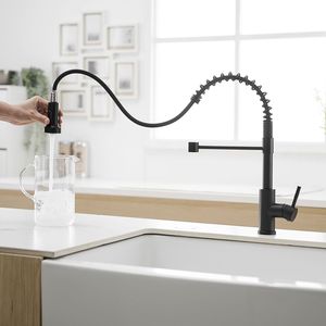 Rubinetto da Cucina Monocomando Estraibile con Doccetta a Molla, Nero in Acciaio Inossidabile - Product Image 6