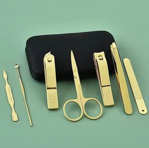 MORJE Surgical 7 In 1 Stainless Steel <b>Nail</b> <b>Kit</b> With Case Portable Manicure Tools Set Gold Color For Adult - Product Image 4