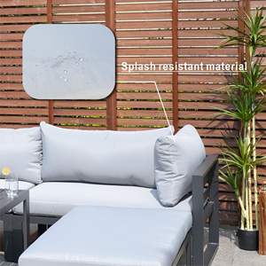 Juego de Muebles de Jardín de Aluminio de 5 Piezas con Dos Cojines Grises, Incluye Sofá y Otomanas - Product Image 4