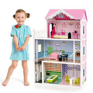 Casa de Muñecas de Madera con Ascensor Funcional y Escalera Giratoria para el Juego Imaginativo de los Niños - Product Image 6