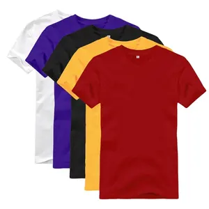 Оптовая продажа, OEM Мужская футболка, повседневная Однотонная футболка с коротким рукавом и круглым вырезом, 180 г/м2, без рисунка, ориентированная на экспорт, Пользовательский логотип