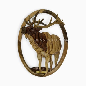 Plaques murales en bois artisanales en intarsia, motifs croix/Père Noël/élan, décoration intérieure, fabriquées en usine au Vietnam, bon prix - Product Image 6