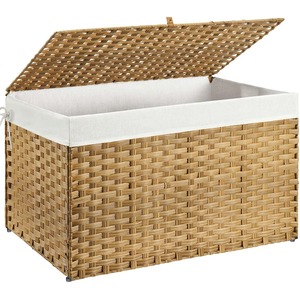 Natural Rattan Rectangle <b>Storage</b> <b>Basket</b> With Handles Rustic Style Multi-Purpose Organizer - Product Image 6