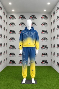 Ensemble de survêtement unisexe personnalisé avec logo, imprimé streetwear hiver, deux tons, 100 % coton, sweat à capuche dégradé assorti - Product Image 4