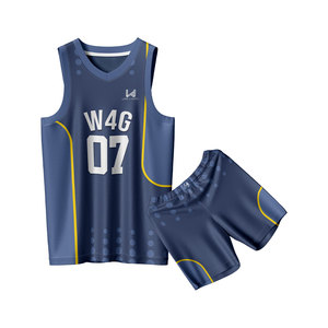 Custom V Neck Personalized Printed 100% Polyester Breathable Moisture Wicking Sleeveless Men's Basketball Club Uniforms Set - Product Image 2