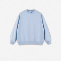 Sweat-shirt unisexe bleu clair à col rond, manches régulières, en coton tricoté, coupe ample, décontracté, pour l'automne