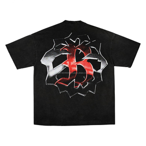 T-shirt à manches longues en coton délavé à l'acide, coupe oversize vintage, style streetwear personnalisé avec strass thermocollés - Product Image 6