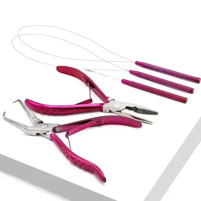 Free Sample Stainless Steel Hair extension Pliers With 2 holes Hair Extension Tool For Hair Remove Micro Ring Logo Pliers