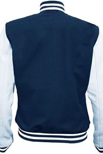 Men's Black Varsity <b>Jacket</b> With White <b>Stars</b> And Stripes Turn-down Collar Button Closure Casual Autumn Wear - Product Image 4