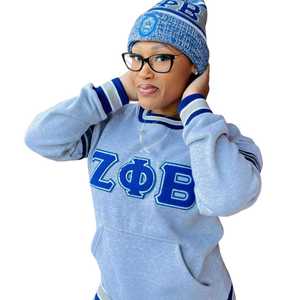 Sweat-shirt gris à col rond Zeta Phi Beta, broderie en chenille, vêtements de sororité grecque, pull unisexe en coton de qualité supérieure - Product Image 6