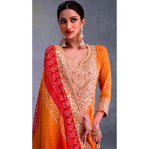 Fancy Top-Bottom and Dupatta <b>Set</b> with Digital Print and <b>Embroidery</b> Sequence Work Size XL - Product Image 2