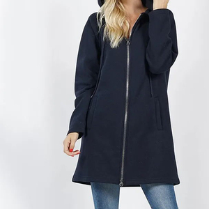 Custom Womens Long Hooded Zip Up <b>Jacket</b> Casual <b>Fleece</b> Hoodie Coat Winter Outerwear OEM ODM Wholesale Manufacturer - Product Image 3