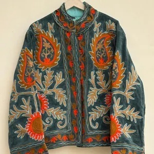 Factory Supply Suzani Floral Embroidered <b>Jacket</b> Cropped <b>Hippie</b> Coat Winter Warm Outerwear Women Trendy Top Product - Product Image 4