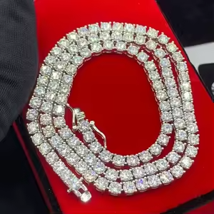 For Certified 10mm Iced VVS <b>D</b> Brilliant Cut Moissanite Diamond Hip Hop Tennis Link Chain <b>Necklace</b> 925 Sterling Silver Gold - Product Image 2