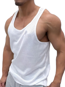 บริการ OEM เสื้อกล้ามดีไซน์ล่าสุดทรงปกติสำหรับผู้ชาย เสื้อกล้ามออกกำลังกายระบายอากาศได้ดีทรงเข้ารูปสำหรับผู้ชาย ผลิตจากโพลีเอสเตอร์ 100% สีพื้น - Product Image 2