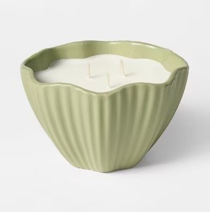 Bougie en céramique de luxe à triple mèche, finition émail lisse, réutilisable, élégante décoration d'intérieur, longue durée de combustion - Product Image 2