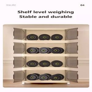 19.69\" Wide Side Folding Storage Cabinet with 5 Tiers 50.00\" 11.81\" Collapsible Storage Bins Magnetic Door Plastic Organizer - Product Image 3