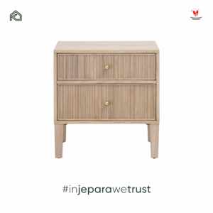 Table de chevet classique américaine en bois massif à 2 tiroirs avec poignées en laiton, meubles de chambre à coucher de luxe - Product Image 6