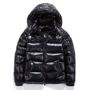 Veste matelassée noire brillante personnalisée pour homme, vente en gros, manteau à capuche brillant, veste d'hiver chaude rembourrée, vêtement d'extérieur OEM de haute qualité - Product Image 1