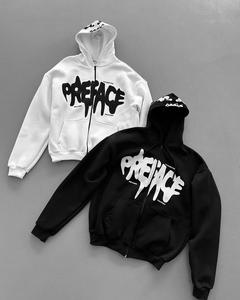 Unreal Society Letter Print <b>Purple</b> Zip Up <b>Hoodie</b> Men Casual Full Zip Hooded Sweatshirt - Product Image 2
