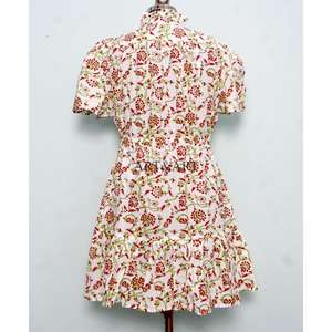 Vestido corto elegante de algodón hecho a mano en India, estilo A, para fiesta, con estampado floral, regalo para novia, personalizado, vestido de moda para mujer - Product Image 6