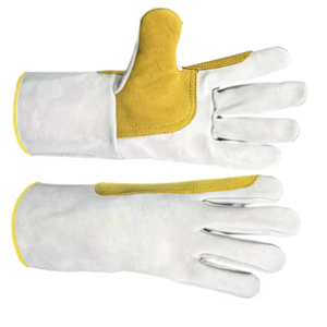 Guantes de Seguridad de Cuero Blanco Vantrex Industries con Refuerzo Amarillo en la Palma, Largos hasta el Codo, Transpirables, con Detección de Agujas, para las Cuatro Estaciones - Product Image 6