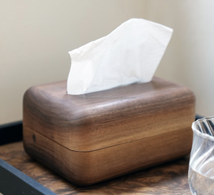 Boîte à mouchoirs de fond en bambou en bois de bureau créative boîte de rangement de serviette simple domestique d'Inde - Product Image 2