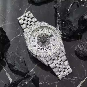 Reloj de Lujo con Incrustaciones de Diamantes, Caja de Plata con Moissanita y Cuarzo, Esfera Analógica con Números Romanos, Cristal de Zafiro, Cierre Oculto ETA - Product Image 3