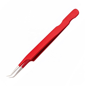 Vente belle pince à épiler d'extension de cils couleur rouge chaude 45 degrés pointe d'isolation incurvée pince à épiler - Product Image 2