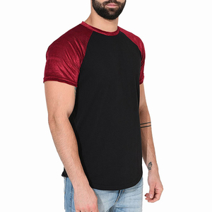 <b>Men's</b> <b>Black</b> <b>Red</b> Raglan Sleeve T-<b>Shirt</b> O-Neck Knitted Solid Color Casual Wear Style T-<b>Shirt</b> Regular Fit T-<b>Shirt</b> Short Sleeve Tee - Product Image 4
