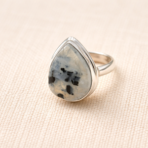 Black Tourmaline Rainbow Moonstone <b>Ring</b> 925 Sterling Silver Rose Gold Plated Pear Shape Handmade Boho <b>Statement</b> Women Jewelry - Product Image 4