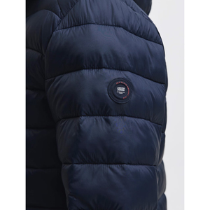 Chaqueta Acolchada con Capucha Azul Marino Unisex, Cortavientos, con Cremallera Roja, Deportiva, de Invierno, de Cuero PU, de Secado Rápido - Product Image 5