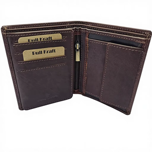 Cartera Corta de Cuero Genuino Hecha a Mano de Alta Calidad con Cierre de Cremallera, Mini Monedero, Bolso de Mano con Bordado Floral, Resistente al Agua, Delgado - Product Image 1