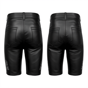 Pantalones Cortos de Gamuza Vacuna Genuina Negra para Hombre, Estilo Urbano, Ecológicos, Transpirables, Cintura Elástica, Casuales, para Uso en Exteriores - Product Image 3