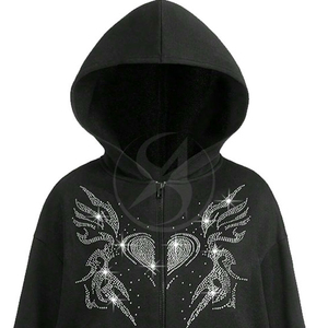 Men's <b>Lightweight</b> <b>Hoodies</b> in Solid Pattern Winter Season-Compatible Best Quality Basics Cotton Blended Rhinestones <b>Hoodies</b> - Product Image 3