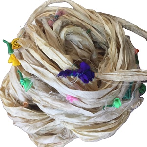 ริบบิ้นผ้าคอตตอนเนื้อนุ่มเป็นมิตรกับสิ่งแวดล้อมเส้นด้ายผสมไหมส่าหรีรีไซเคิลงานปักงานฝีมือเครื่องประดับทอผ้าถักไหมพรมแฟนซีฟอก - Product Image 1