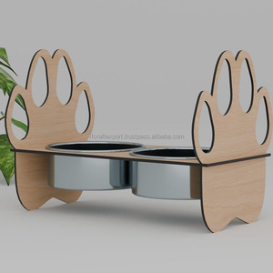 Cuenco doble para perros con forma de casa de lujo, producto para mascotas de MDF de corte menor, alimentador de agua portátil para cachorros y perros para suministro de agua y comida para mascotas - Product Image 3