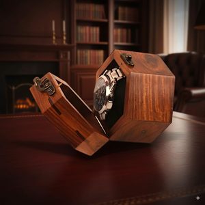 DECOR N UTILITY CRAFT Rosewood Rectangle Watch Box Single <b>Display</b> <b>Case</b> Handmade Polished Chain Closure Storage Men Vintage - Product Image 4