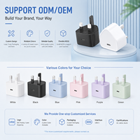 Vente directe usine – Chargeur mural électrique 20W PD avec prise UK Type-G, adaptateur d'alimentation USB-C à charge rapide, logo personnalisé OEM pour smartphone OTP