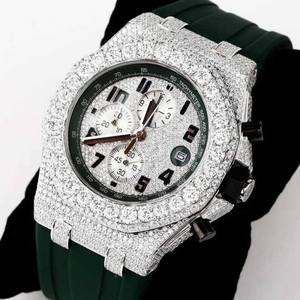 Montre de luxe pour homme à cadran carré en quartz, diamants Moissanite VVS, bracelet en acier inoxydable de 20 mm, mouvement ETA, étanche 10 bars, style tendance - Product Image 6
