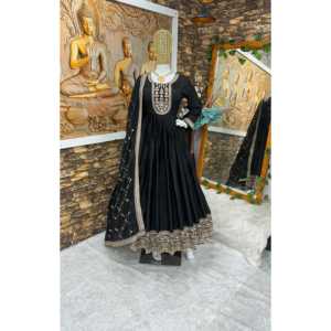 ชุดคลุมและกางเกง anarkali ดีไซเนอร์สวยพร้อม dupatta สำหรับงานปาร์ตี้สวมใส่เสื้อผ้าและเครื่องประดับมุสลิมแบบดั้งเดิม - Product Image 1