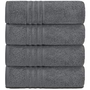 Set di 4 Asciugamani da Bagno in Cotone Grigio ad Asciugatura Rapida e Extra Assorbenti 27x54 Pollici per Hotel, Palestra, Spa, Morbidi per il Corpo - Product Image 1