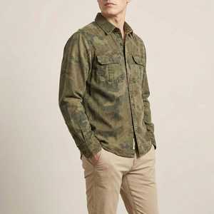Men's Cargo Long Sleeve <b>Shirt</b> Full Sleeve Mandarin Collar Casual Spring Wear 100% Cotton Satin Fabric Breathable Eco-Friendly - Product Image 1