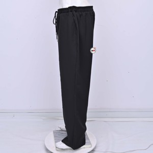 MRI <b>Black</b> Knitted <b>Straight</b> <b>Leg</b> Pants Drawstring Waist Casual Full Length <b>Women</b> Autumn Wear with Custom Logo Design <b>Trousers</b> - Product Image 3