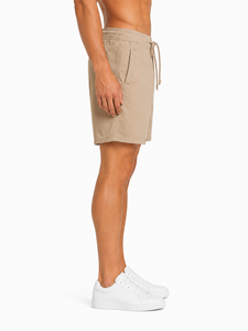 Shorts décontractés beiges pour hommes avec cordon de serrage, en coton léger, pour l'été et la plage, coupe décontractée, shorts de détente, confort quotidien, taille mi-haute - Product Image 2